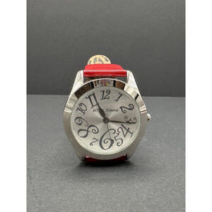 Betsey Johnson Watch Women 39mm Silver tone White Mother Of Pearl Dial Red